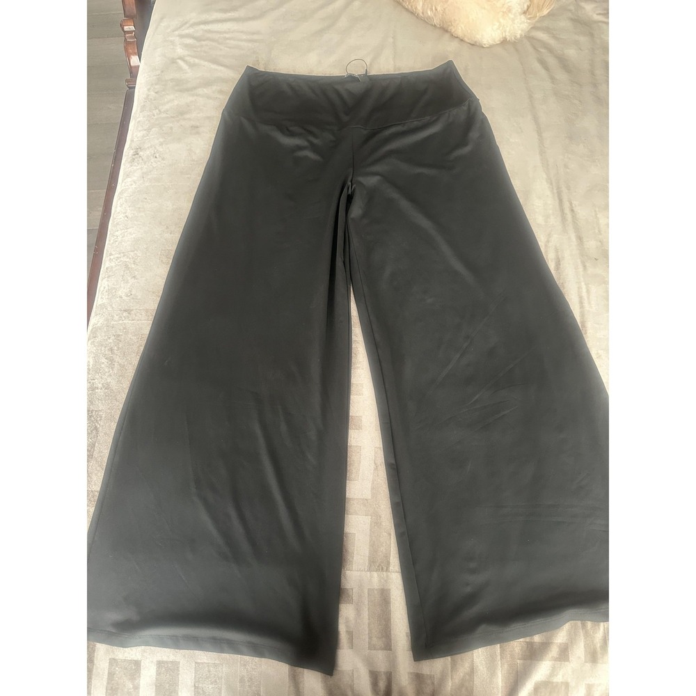 Arolina Dress Pants Womens 3XL Black Jersey Wide Leg Pull On Stretch Faux Pocket